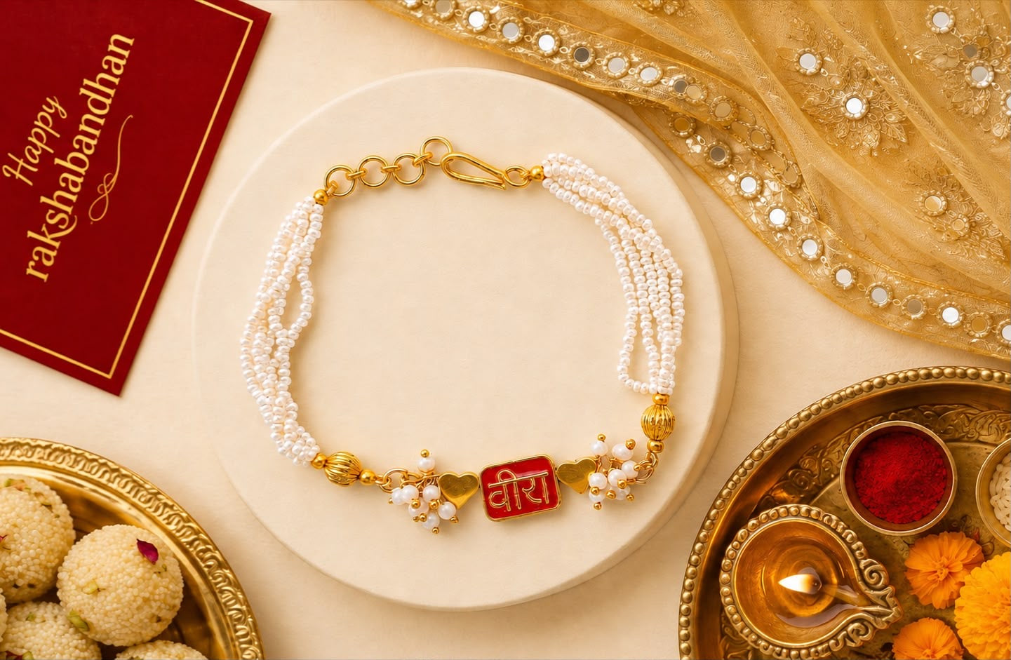 Kundan Pearl Rakhi
